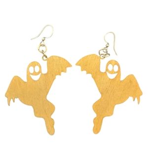 Wooden Halloween Ghost Earrings